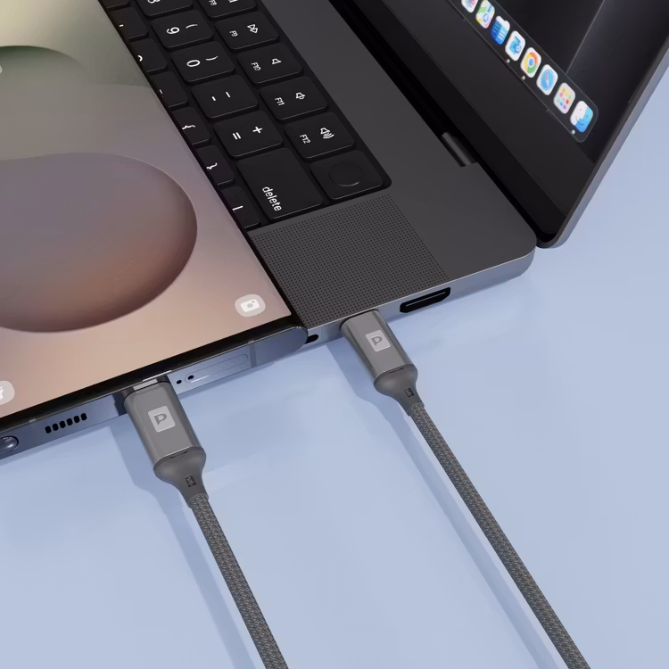 POWEROLOGY POWER SYNC WEAVE USB TO USB C CABLE 1.2M GRAY PCAB020GY thumbnail 2