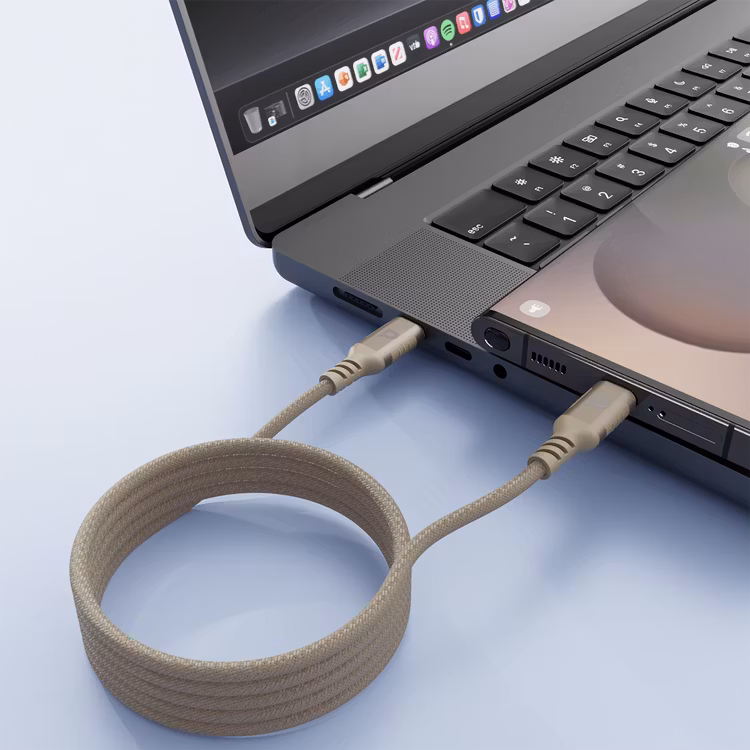 POWEROLOGY MAGLINK WEAVE MAGNETIC USB C CABLE 1.2M DESET TITANIUM PCAB024DT thumbnail 3