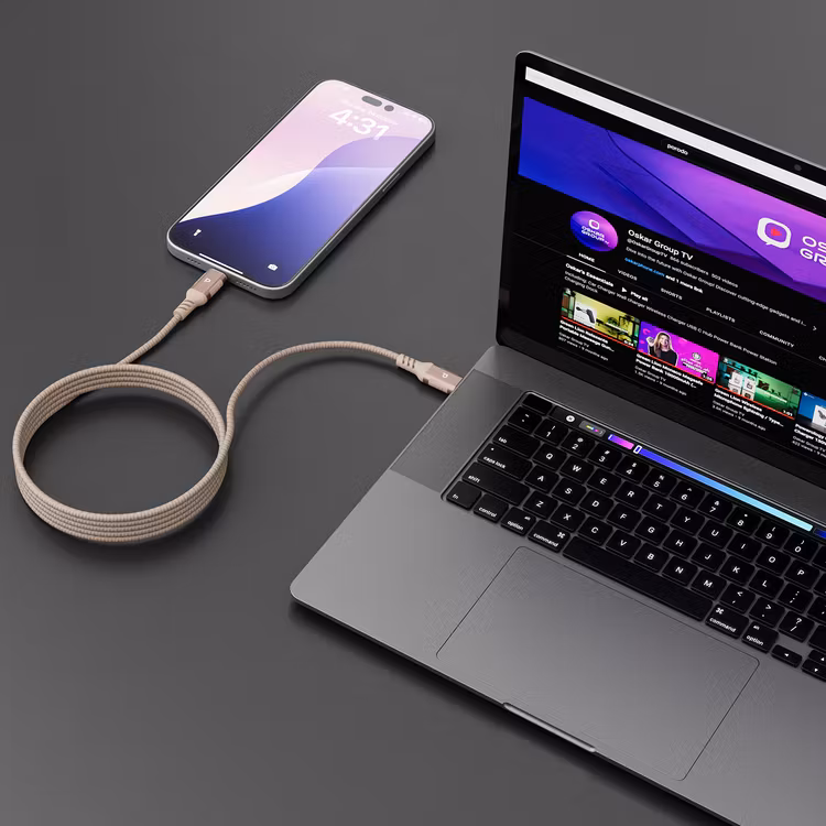 POWEROLOGY MAGLINK WEAVE MAGNETIC USB C CABLE 1.2M DESET TITANIUM PCAB024DT thumbnail 2