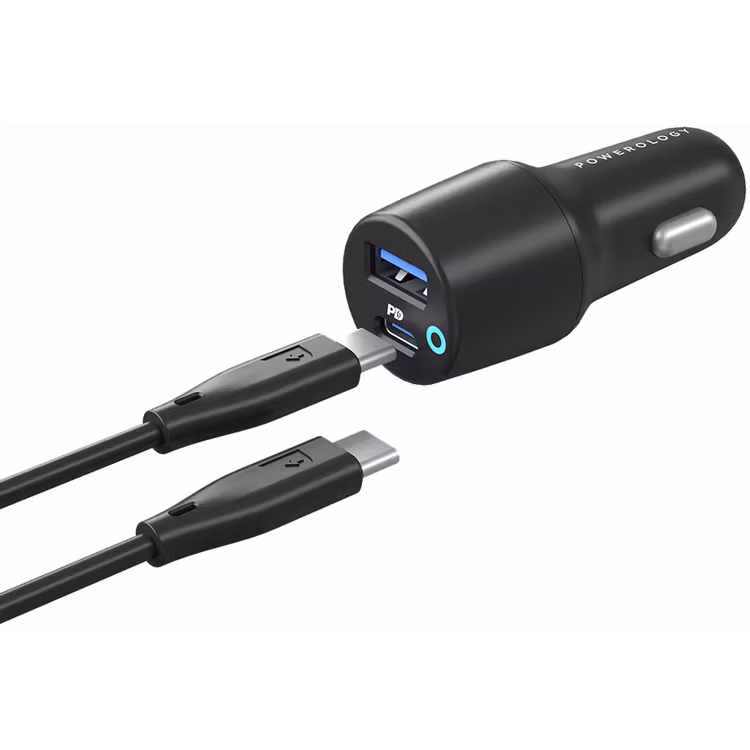 POWEROLOGY 53W ULTRA QUICK CAR CHARGER PD 35W WITH TYPE C TO TYPE C CABLE 0.9M PCCSR005-C