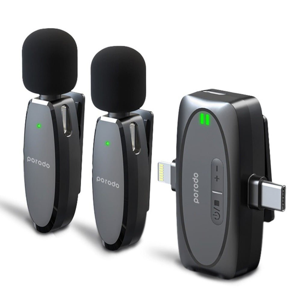PORODO LAVALIER MICROPHONE DUAL MIC BLACK PD-2MLAV-BK