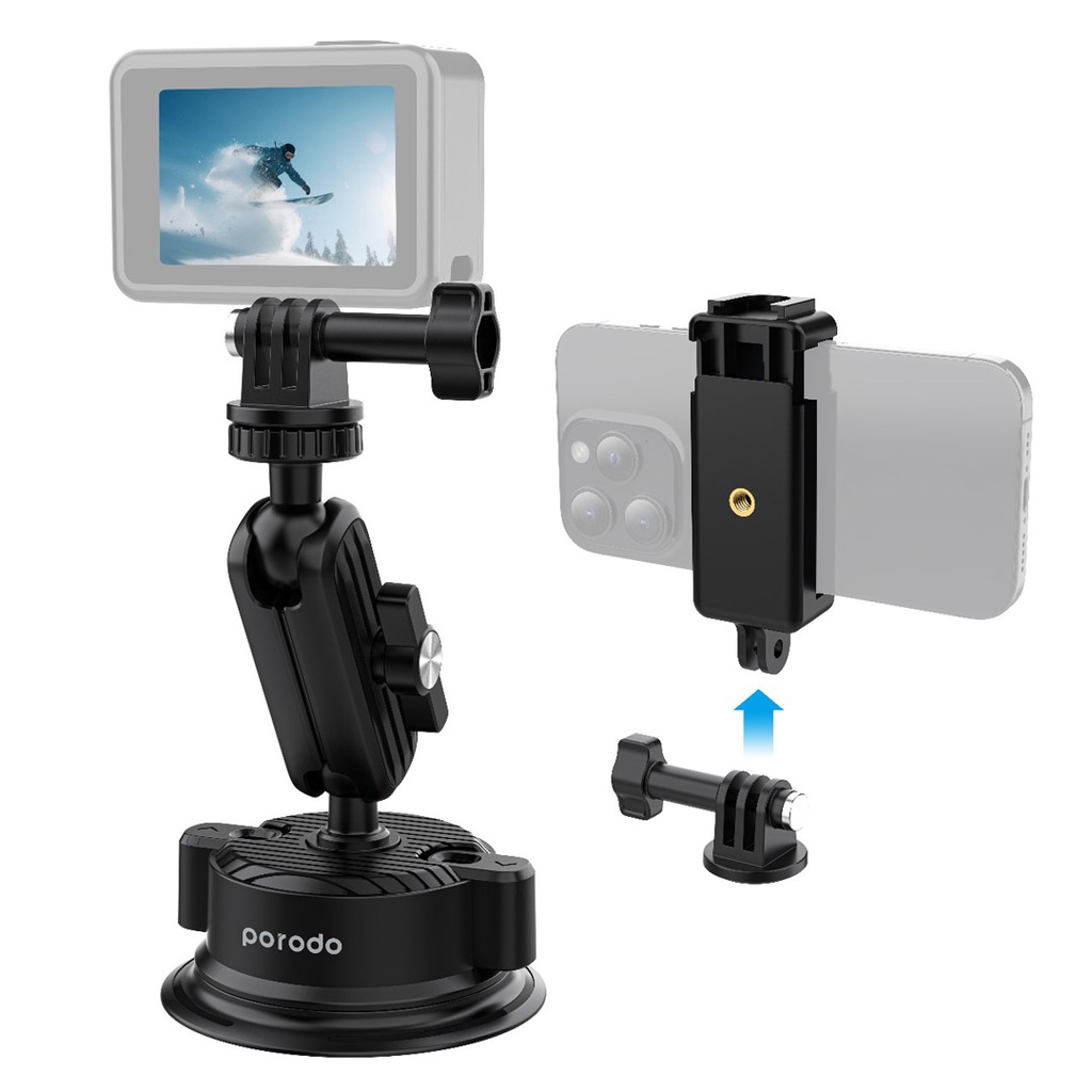 PORODO INDOOR OUTDOOR PHONE AND CAMERA MOUNT BLACK PD-2N1MCSB-BK