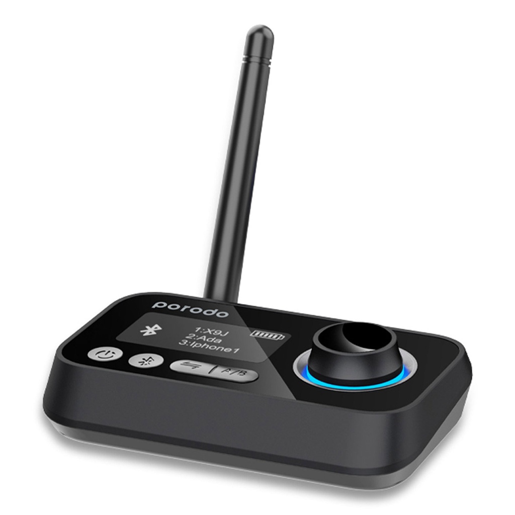 PORODO 3 IN 1 BLUETOOTH TRANSMITTER RECEIVER AND WIRELESS AUDIO ADAPTOR BLACK