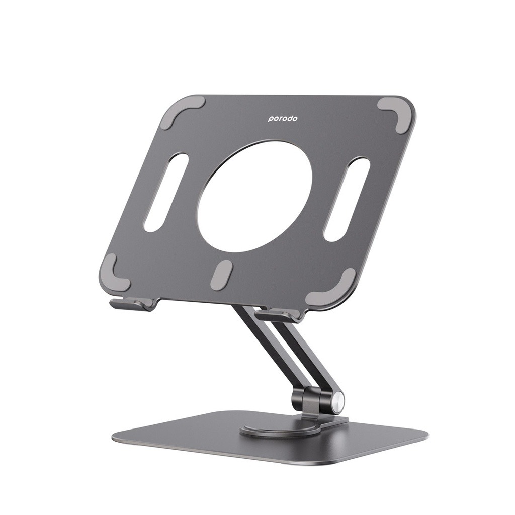 PORODO 360 DEGREE ROTATING TABLET STAND ADJUSTABLE AND PORTABLE GRAY