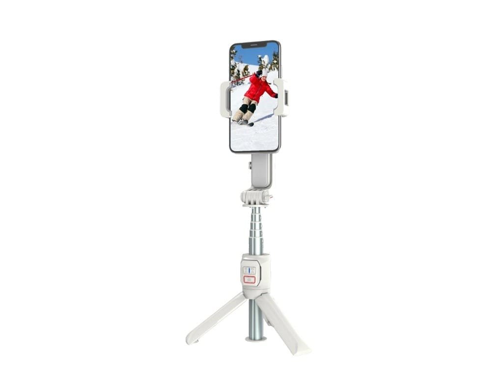PORODO 2 AXIS GIMBAL STABILIZER EXTENSION ROD AND BUILT IN TRIPOD WHITE PD-ASGMRC-WH thumbnail 3