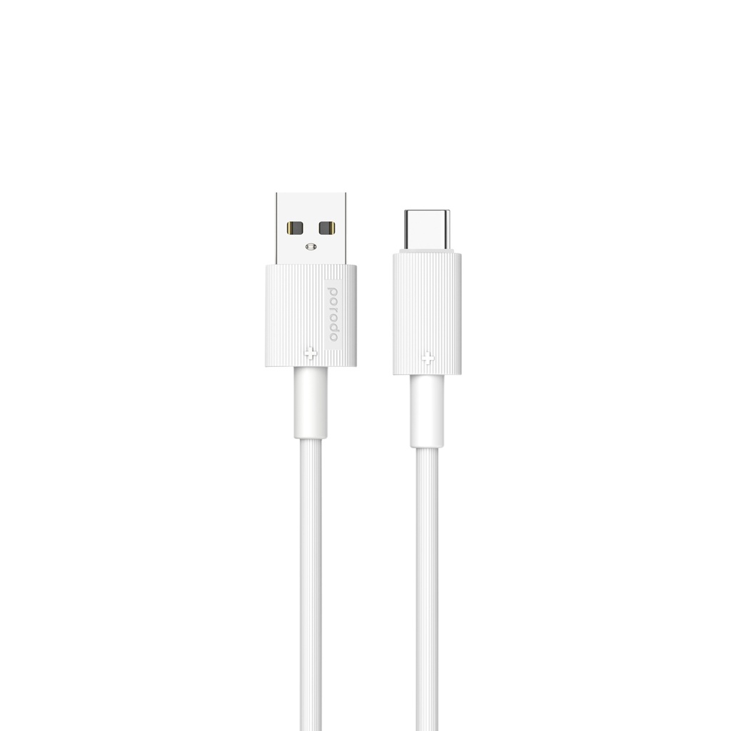 PORODO USB A TO USB C DURABLE CHARGING CABLE 1.2M WHITE PD-CBL0001-WH