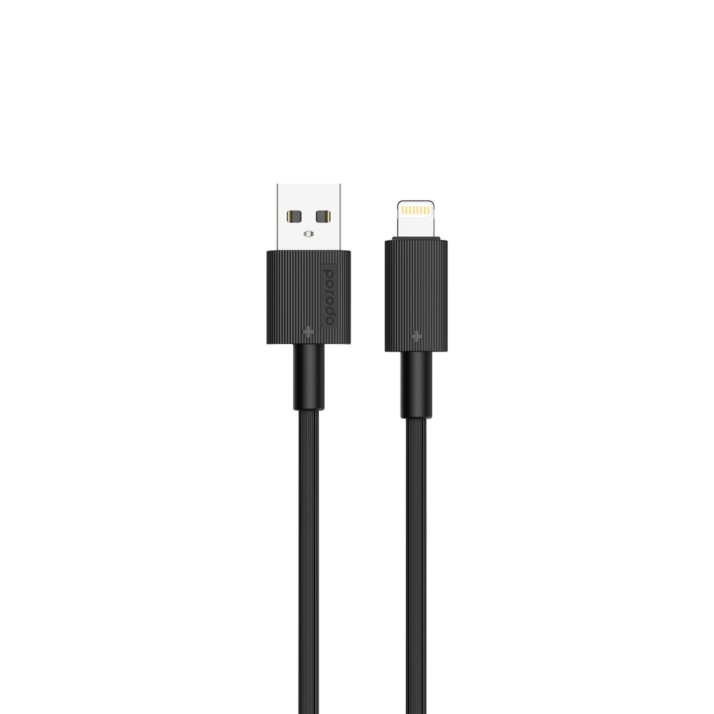 PORODO USB A TO LIGHTNING DURABLE CHARGING CABLE 1.2M BLACK PD-CBL0002-BK