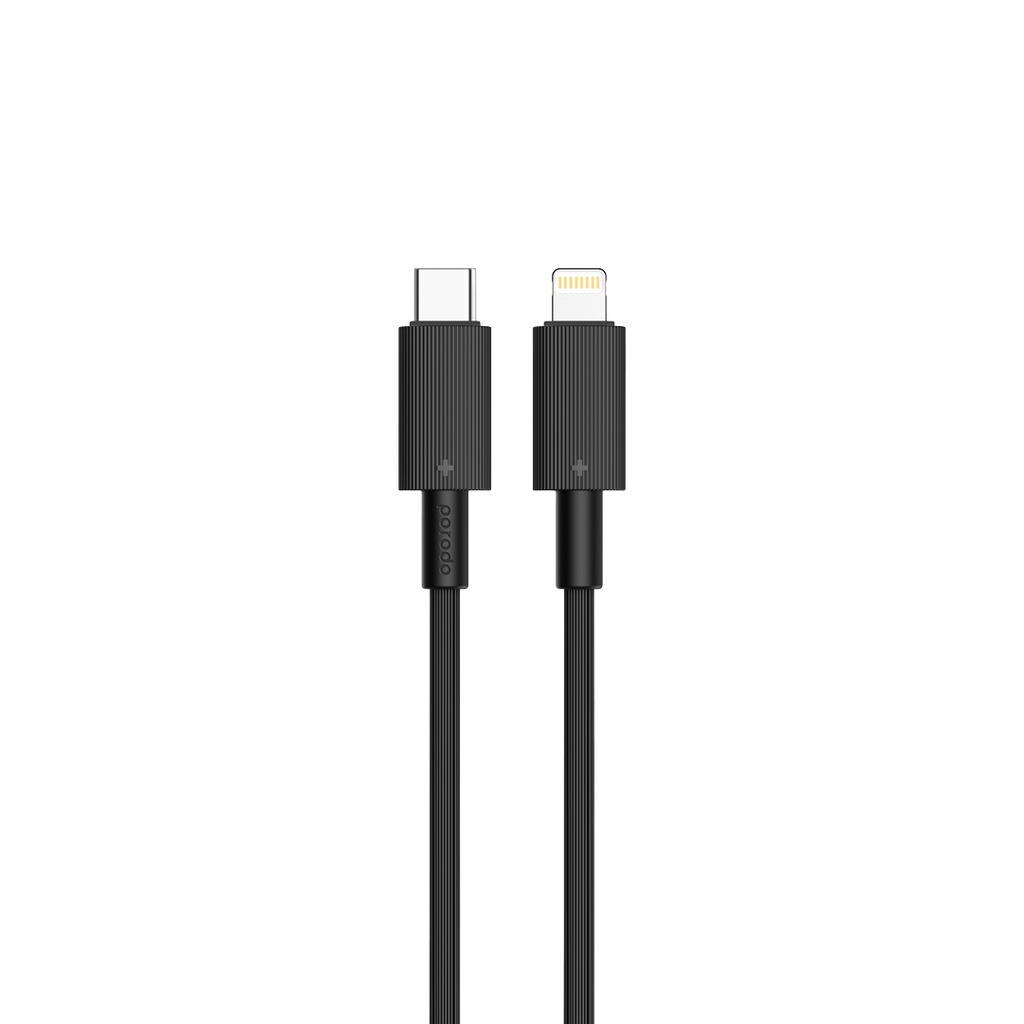PORODO USB C TO LIGHTNING DURABLE CHARGING CABLE 1.2M BLACK PD-CBL0004-BK