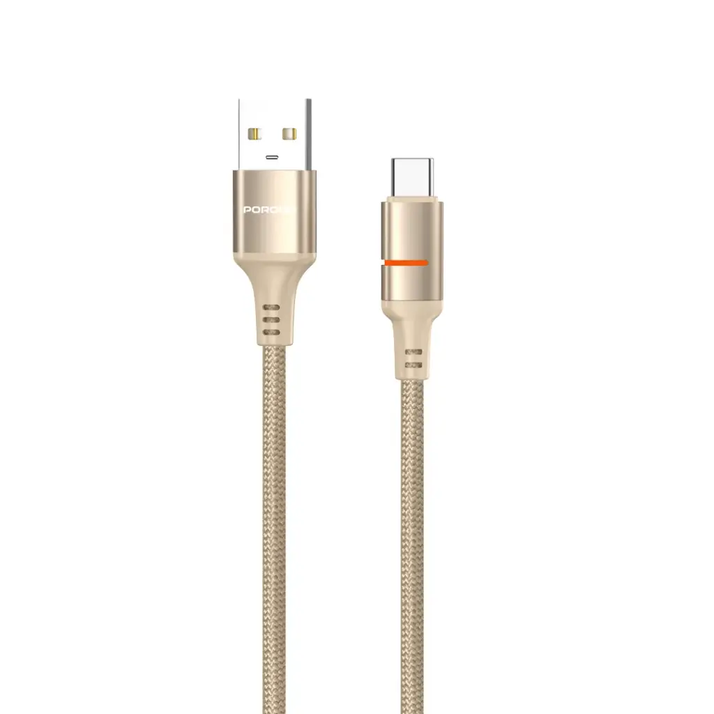 PORODO USB A TO USB C LED LIGHT CABLE 1.2M GOLD PD-CBL0027-GD-C