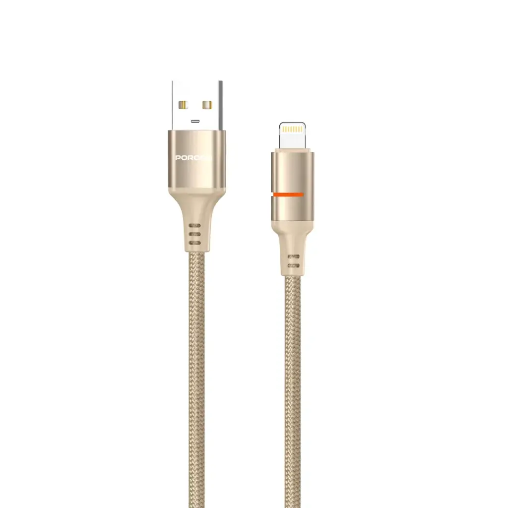 PORODO USB A TO LIGHTNING LED LIGHT CABLE 1.2M GOLD PD-CBL0027-GD-L