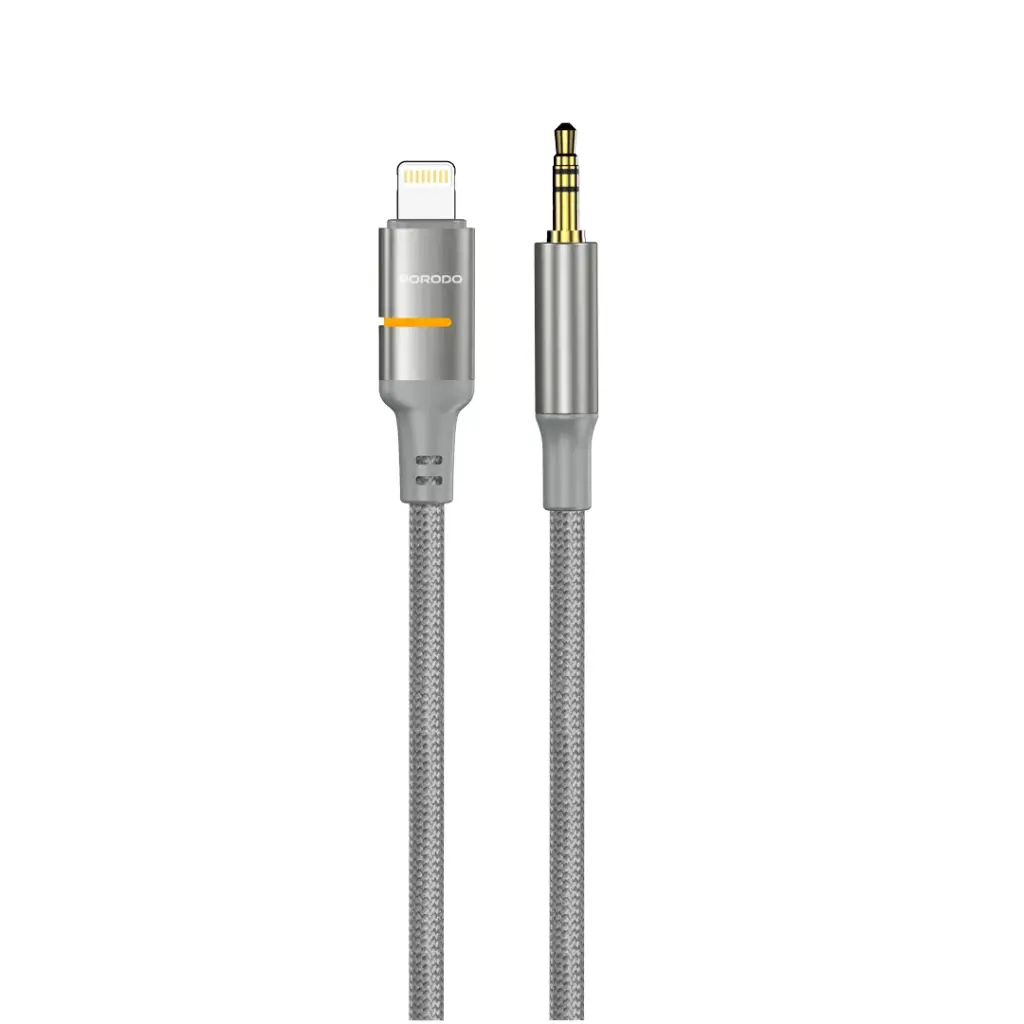 PORODO AUX TO LIGHTNING LED LIGHT CABLE 1.2M GREY PD-CBL0029-GY-L