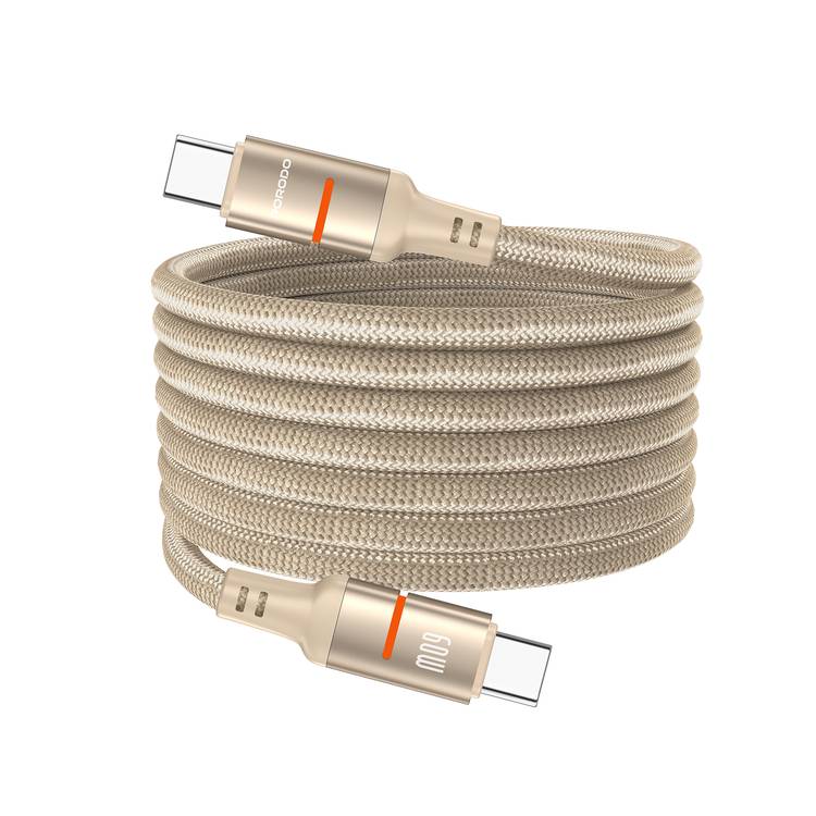 PORODO USB C TO USB C MAGNETIC LED CABLE PD60W 1.2M GOLD PD-CBL0030-GD-C