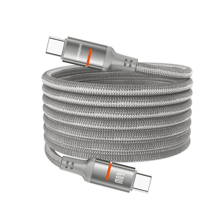PORODO USB C TO USB C MAGNETIC LED CABLE PD60W 1.2M GRAY PD-CBL0030-GY-C