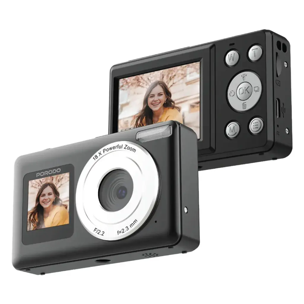 PORODO LIFESTYLE DUAL SCREEN DIGITAL CAMERA BLACK PD-ETK07-BK