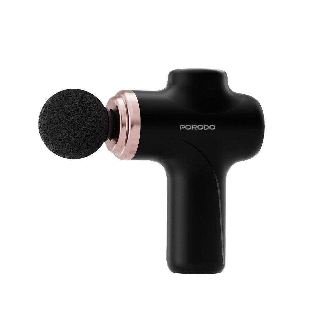 PORODO LIFESTYLE PRECISION HANDHELD MASSAGER WITH 4 INTERCHANGEABLE HEAD BLACK PD-FMGUN-BK