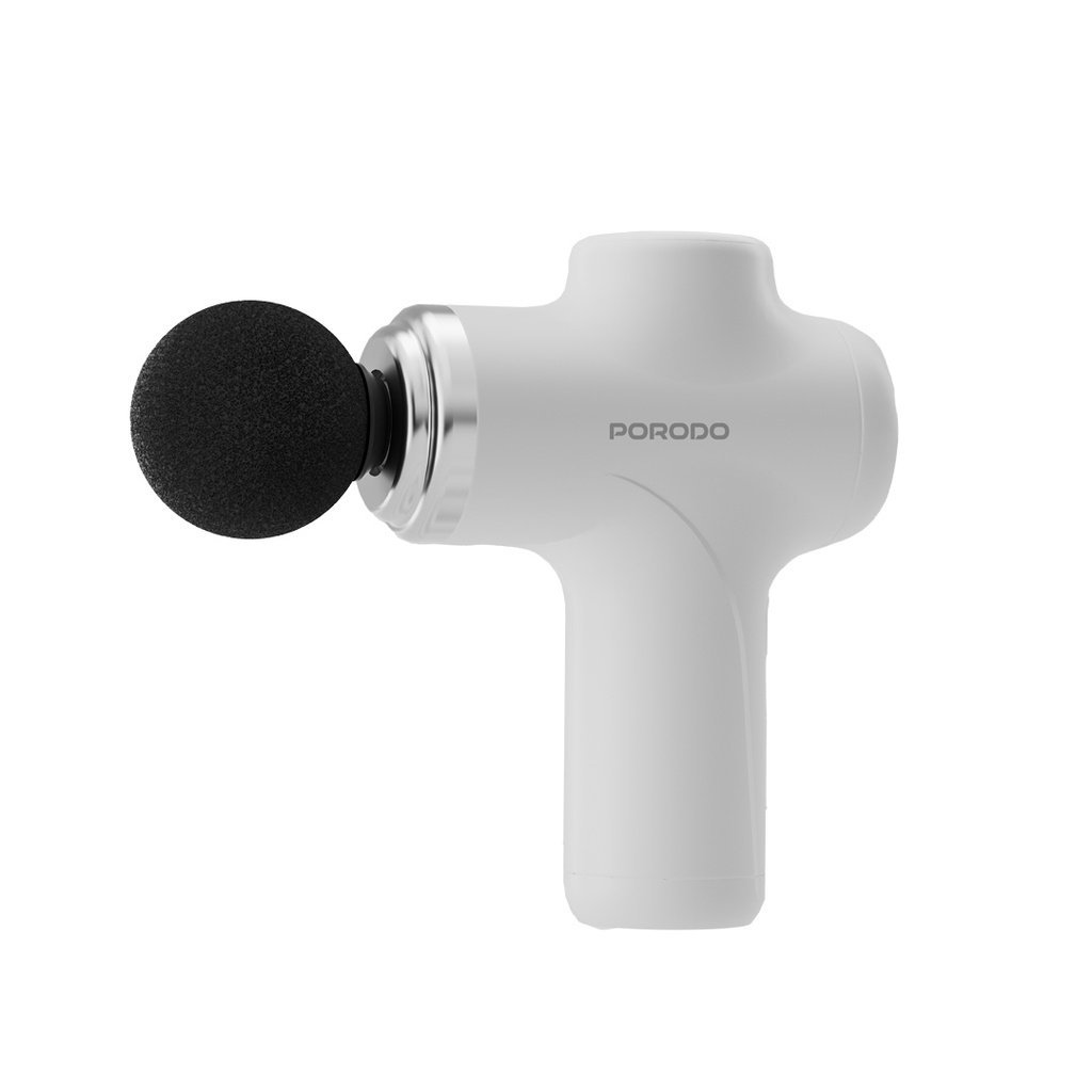 PORODO LIFESTYLE PRECISION HANDHELD MASSAGER WITH 4 INTERCHANGEABLE HEAD WHITE PD-FMGUN-WH