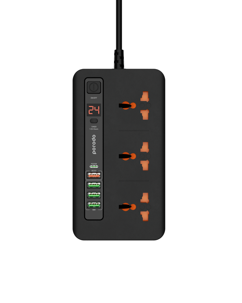 PORODO ULTIMATE HOME AND OFFICE KIT MULTI PORT POWER HUB 4USB A TO USB C GRAY