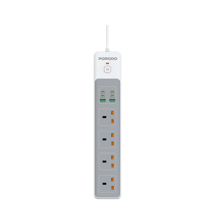 PORODO PD35W 4AC 65W 3000W POWER STRIP WHITE PD-FWCH045-WH