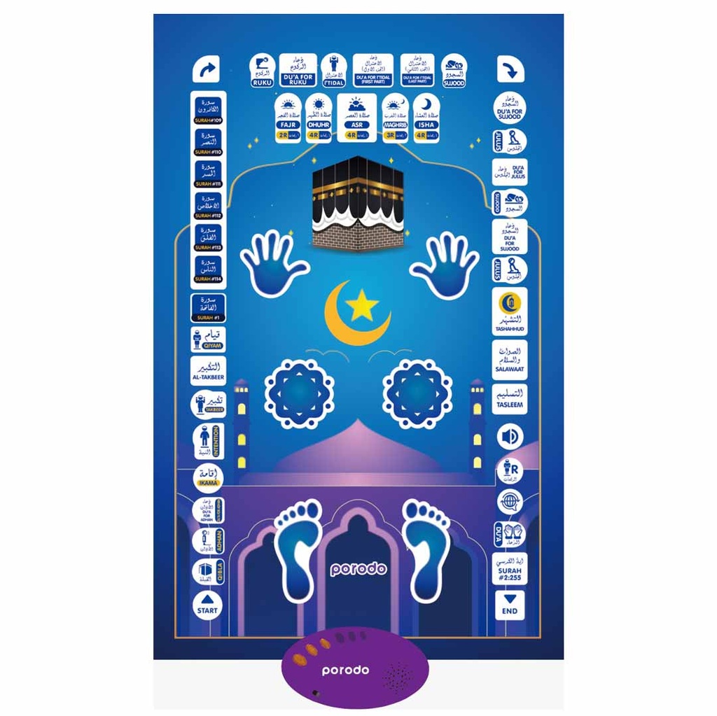 PORODO KIDS EDUCATIONAL INTERACTIVE SMART PRAYER MAT BLUE