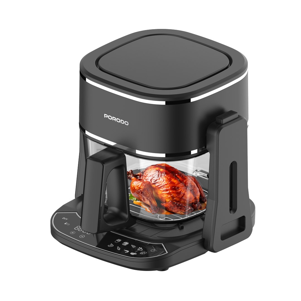 PORODO LIFESTYLE 2 IN 1 GLASS AIR FRYER BLACK PD-LFST022-BK