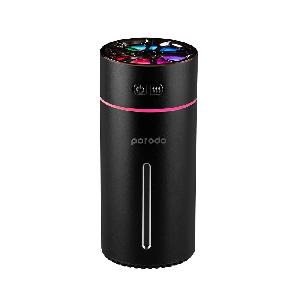 PORODO LIFESTYLE PORTABLE AIR DIFFUSER ESSENTIAL OILS LED LIGHTNING MINI HUMIDIFIER BLACK PD-LFST031-BK