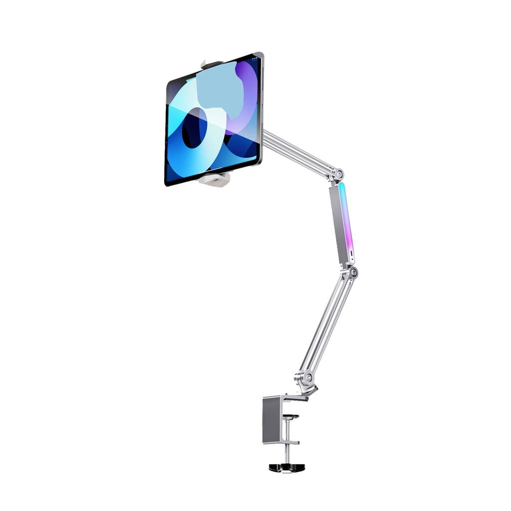 PORODO MULTI JOINT ALUMINIUM DESK MOUNT WITH ADJUSTABLE CLAMP GREY PD-LFST051-GY