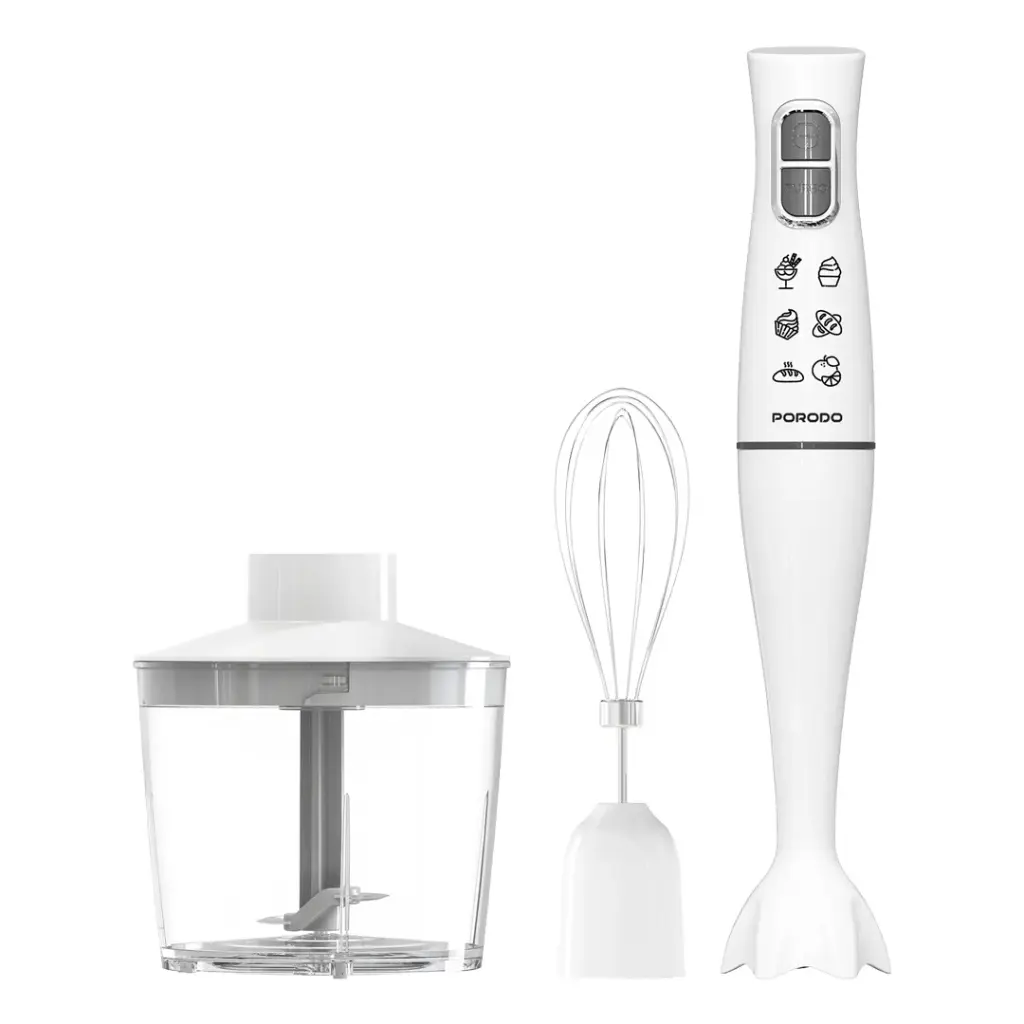PORODO LIFESTYLE POWERFUL HAND BLENDER FOOD CHOPPER AND WHISKER WHITE PD-LFST117-WH