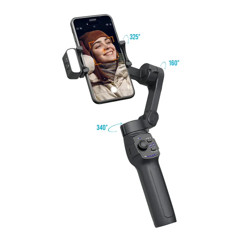 PORODO 3 AXIS GIMBAL STABILIZER MAGNETIC FILL LIGHT BLACK PD-LFST127-BK