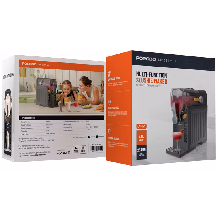 PORODO LIFESTYLE MULTI FUNCTIONAL SLUSHIE MAKER PD-LFST143-BK thumbnail 2