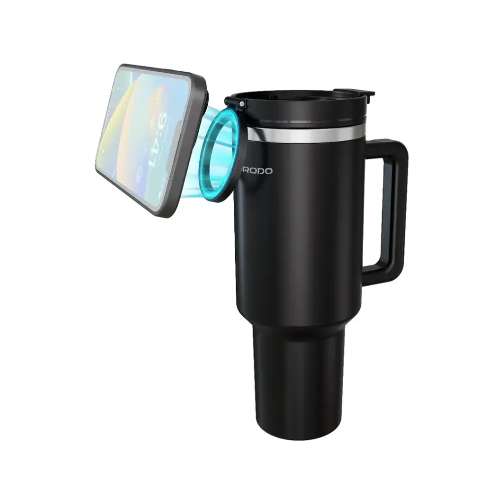 PORODO LIFESTYLE HYDRATE & HOLD MAGNETIC MOUNT 40OZ INSULATED TUMBLER BLACK PD-LFST147-BK