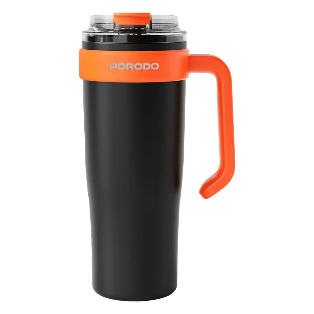PORODO LIFESTYLE 6 BLADE PORTABLE BLENDER INSULATED MUG BLACK ORANGE PD-LFST159-BKOG