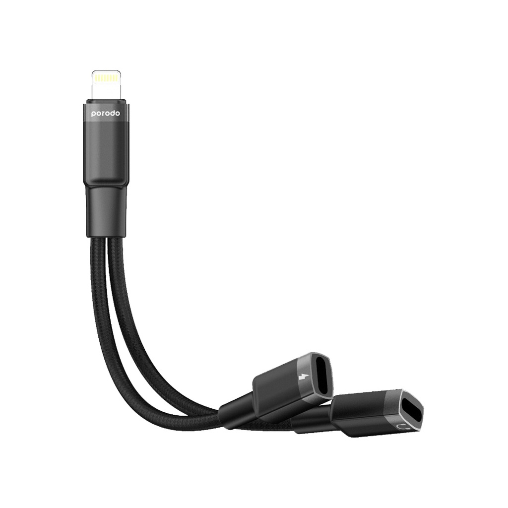 PORODO LIGHTNING CONNECTOR AUDIO CHARGE ADAPTER BLACK PD-LLJHCA-BK