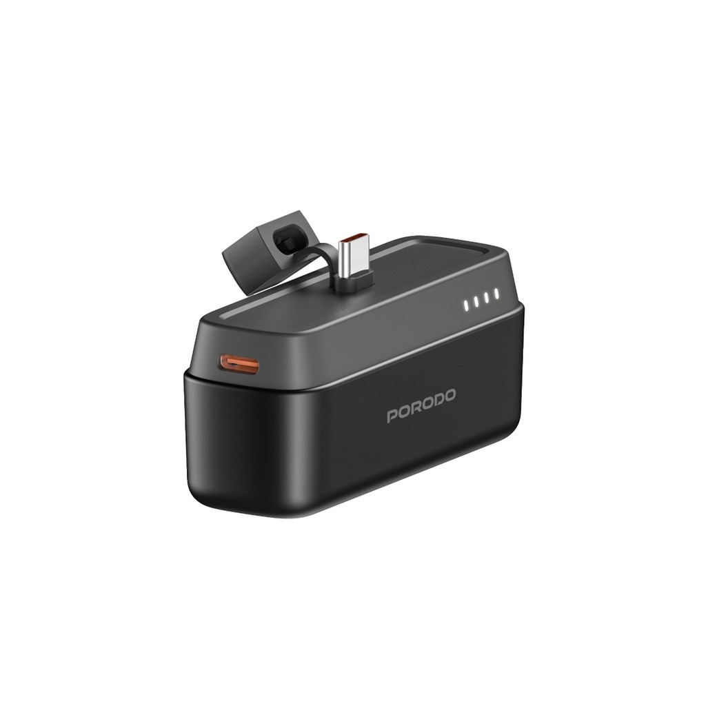 PORODO 5000MAH POWERBANK WITH TYPE C CONNECTOR BLACK PD-PBFC048-BK