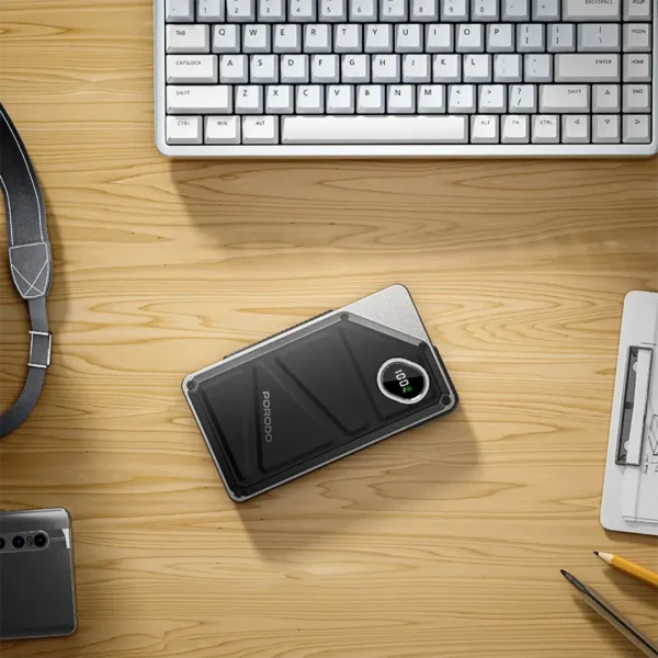PORODO 10000MAH POWERBANK BUILT IN TYPE C AND LIGHTNING CABLE PD 22.5W BLACK PD-PBFCH055-BK thumbnail 2