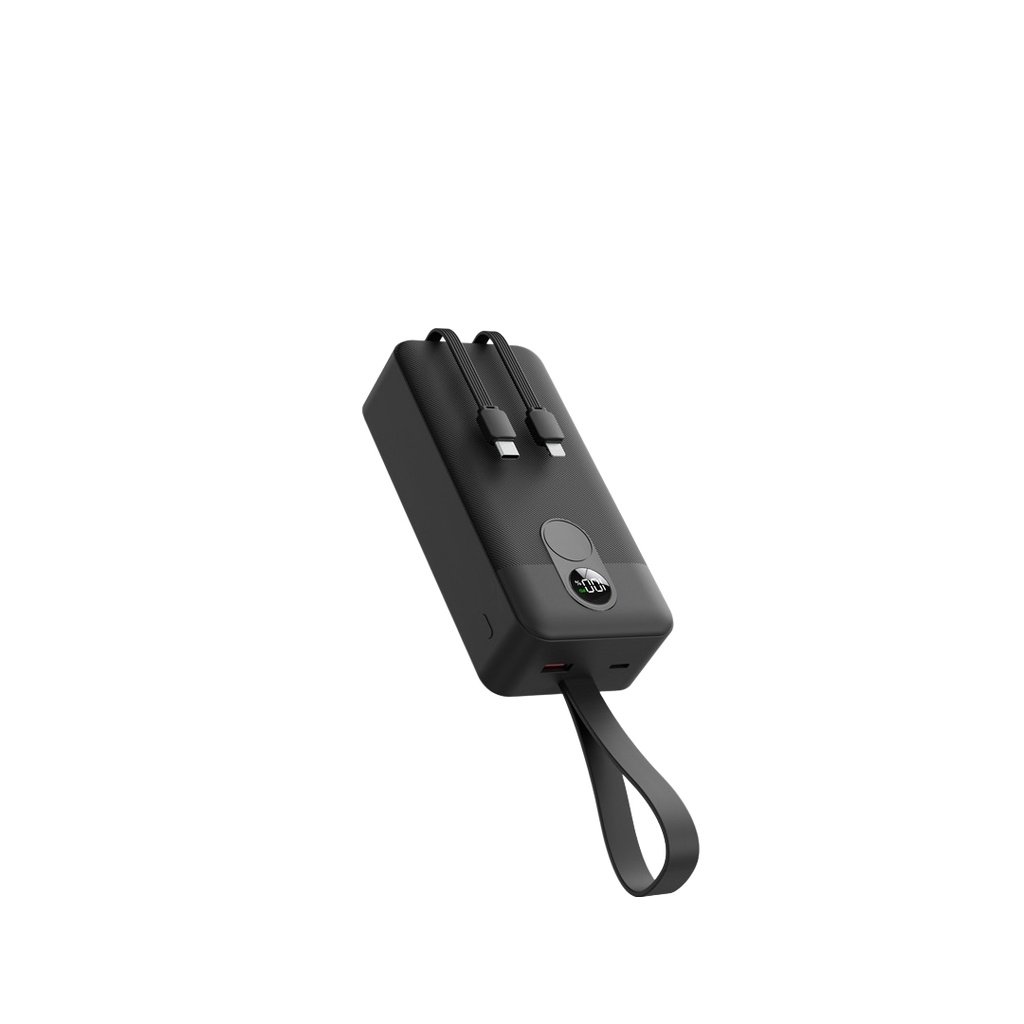 Porodo 30000mAh Power Bank with Integrated Cables - Black, Compact & Powerful