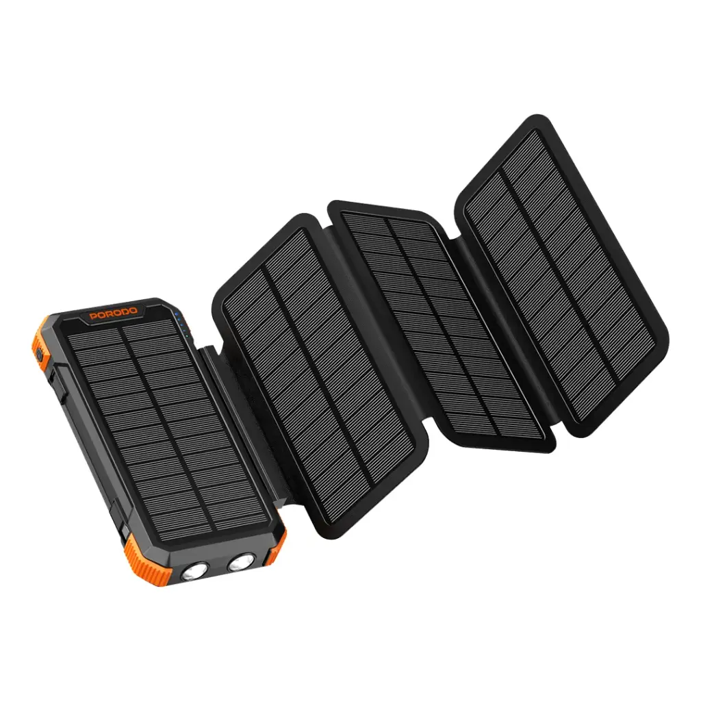 PORODO 20000MAH 4 PANEL SOLAR POWERBANK BLACK PD-PBFC070-BK