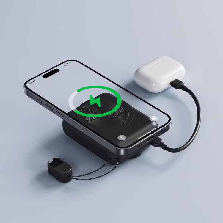 PORODO POWER BANK 10000MAH MAGSAFE DETACHABLE LIGHTNING CABLE PD 22.5W 15W BLACK PD-PBFCH082-BK thumbnail 3