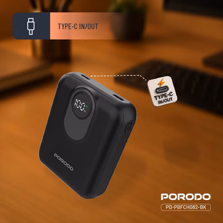 PORODO POWER BANK 10000MAH MAGSAFE DETACHABLE LIGHTNING CABLE PD 22.5W 15W BLACK PD-PBFCH082-BK thumbnail 8