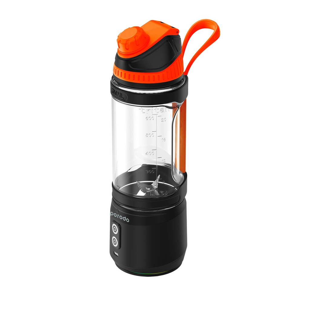PORODO LIFESTYLE DUAL SPIN CLOCK WISE & REVERSE PORTABLE BLENDER BLACK PD-PBLNDR-BK