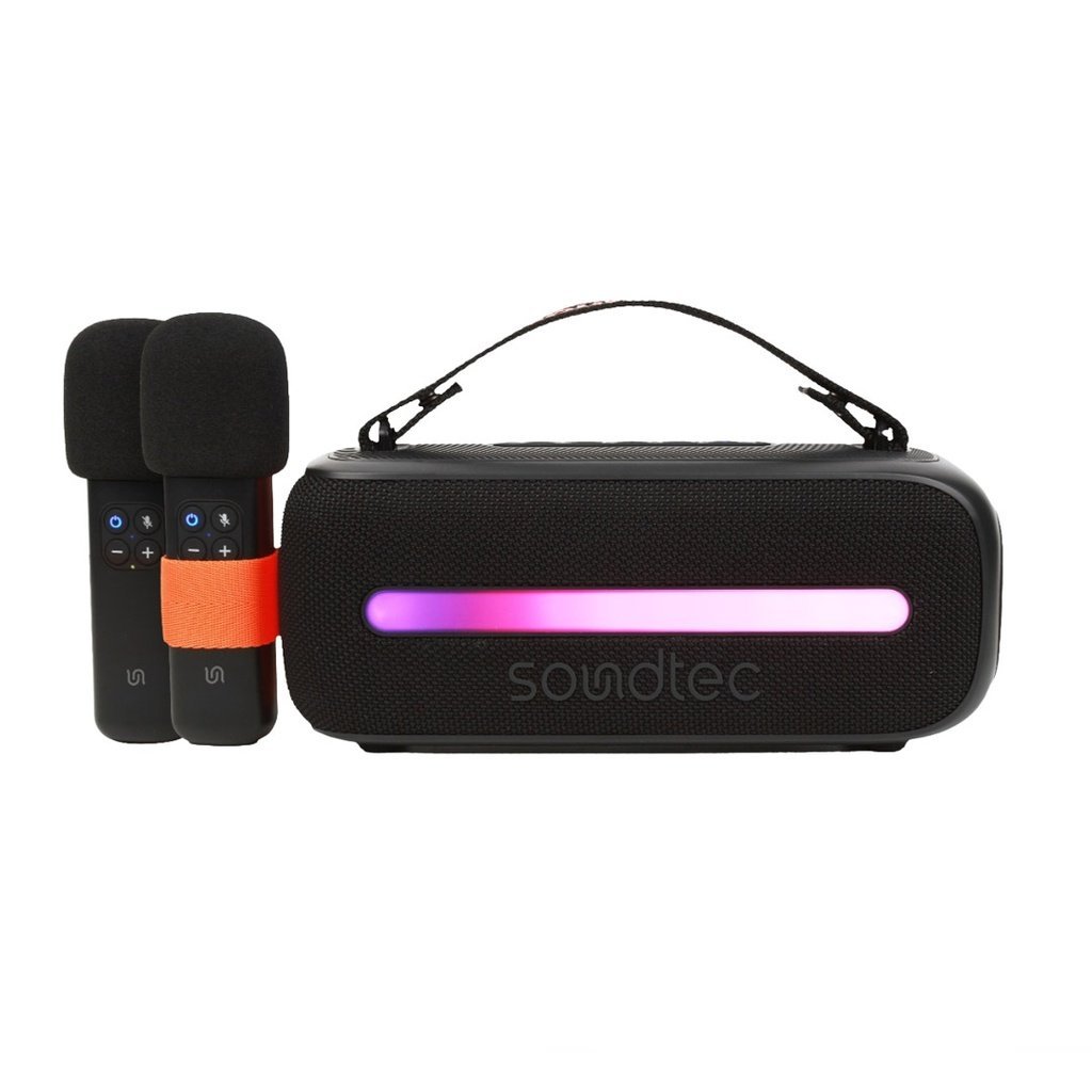PORODO SOUNDTEC PORTABLE SPEAKER WITH DUAL WIRELESS MICROPHONE BLACK PD-STWLEP029-BK