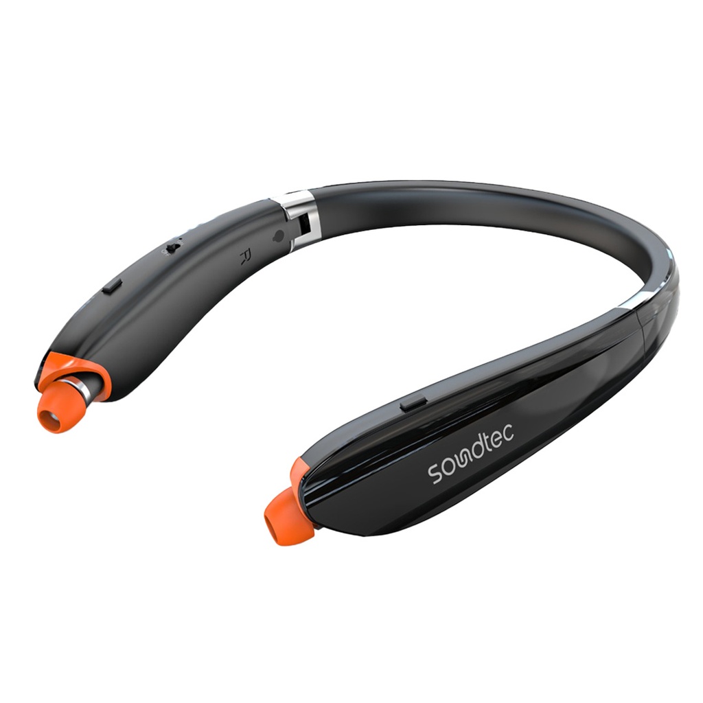 PORODO SOUNDTEC BLUETOOTH ECHOFLEX NECK BAND WITH EXTENDABLE EARBUDS BLACK PD-STWLEP033