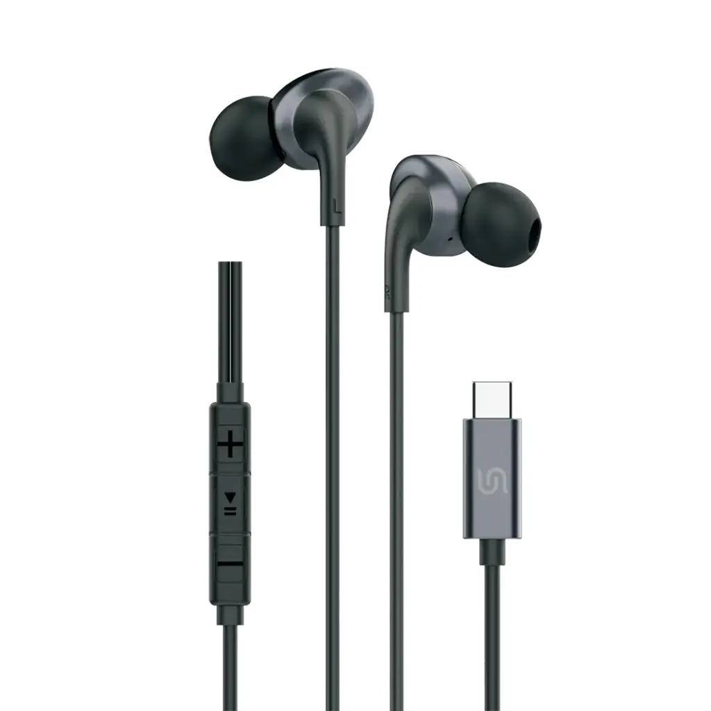 PORODO SOUNDTECH STEREO EARPHONE TYPE C BLACK PD-STWLEP042-BK