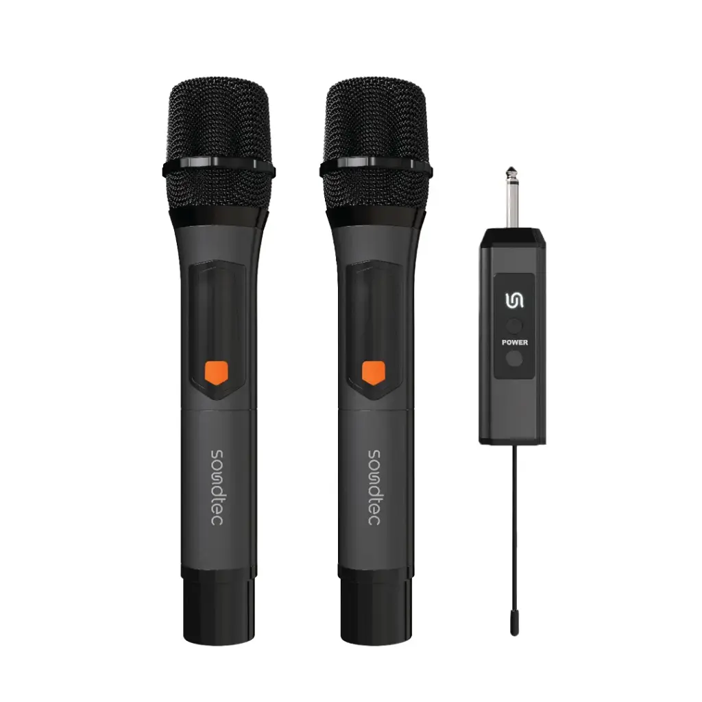 PORODO SOUNDTEC DUO MIC ALUMINUM RECHARGEABLE WIRELESS MICROPHONE BLACK PD-STWLEP050-BK