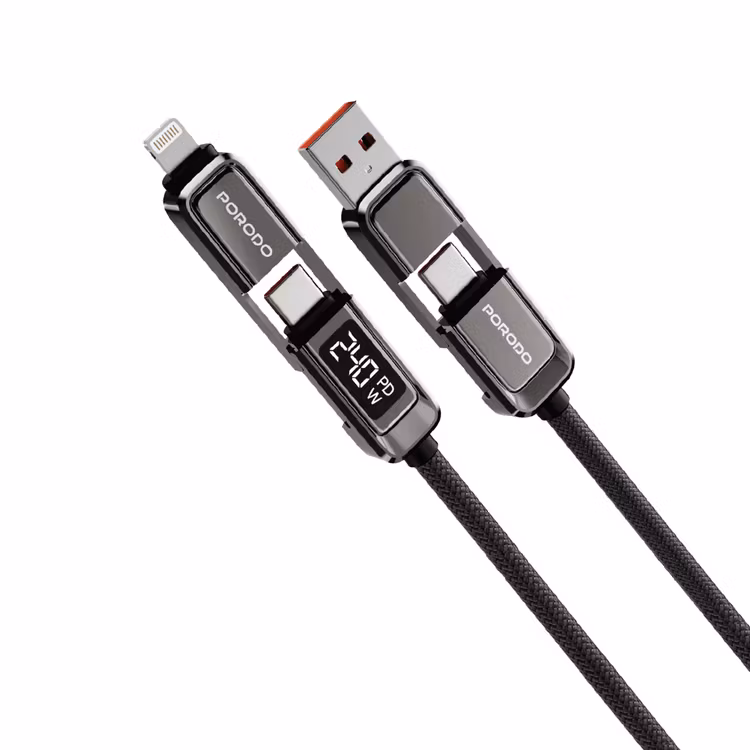 PORODO 4 IN 1 HIGH SPEED CHARGING 1.2M CABLE GRAY PD240WDDGY