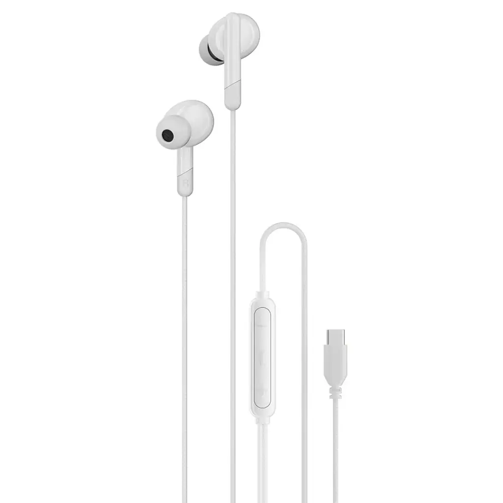 PORODO SOUNDTEC STEREO BASS TYPE C WIRED EARPHONES WHITE PD3BWEC25WH