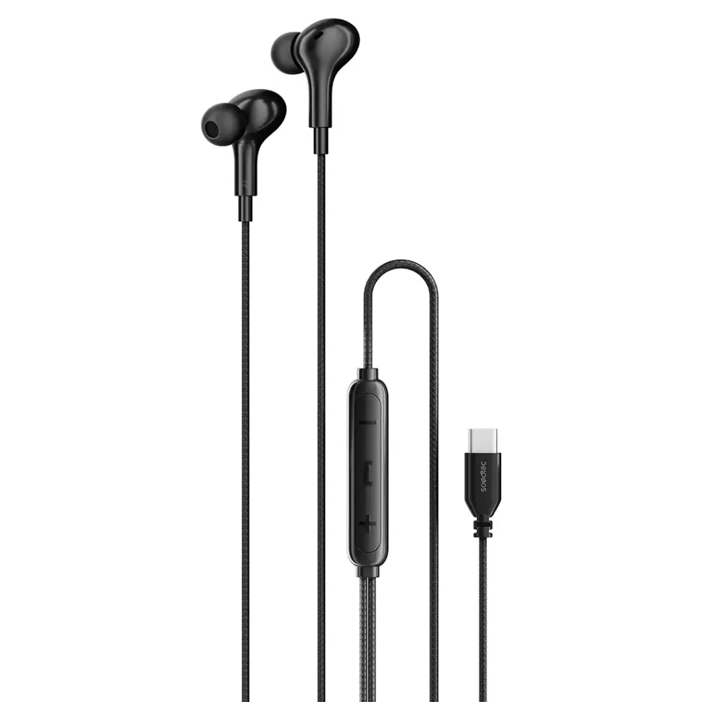 PORODO SOUNDTEC STEREO BASS TYPE C WIRED EARPHONES BLACK PD3BWEC3BK