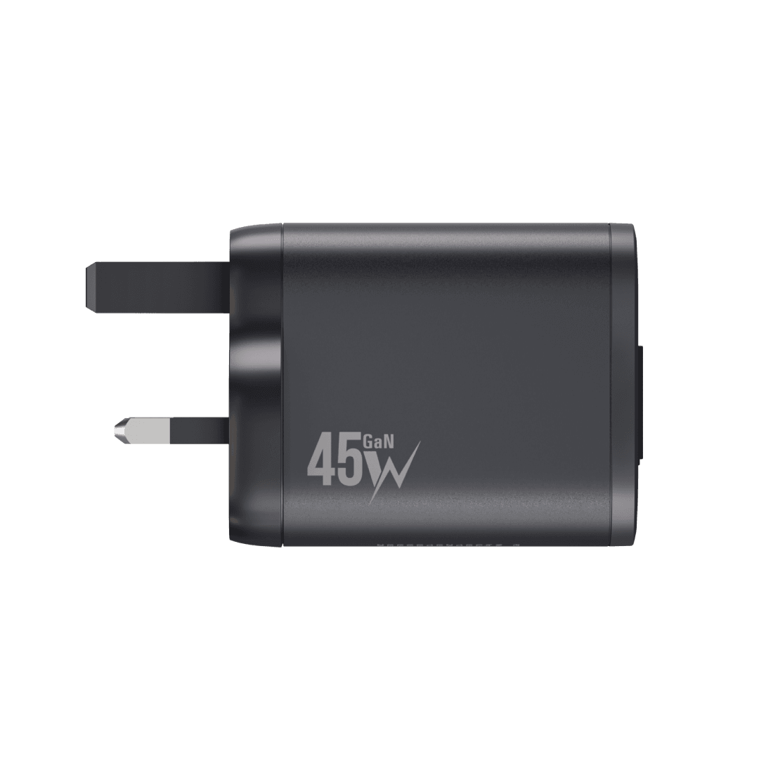 BLUPEBBLE POWERCORE 45W 2 PORTS PD GAN FAST CHARGER PD45W BLACK BP-PD45GANRC-BK thumbnail 3