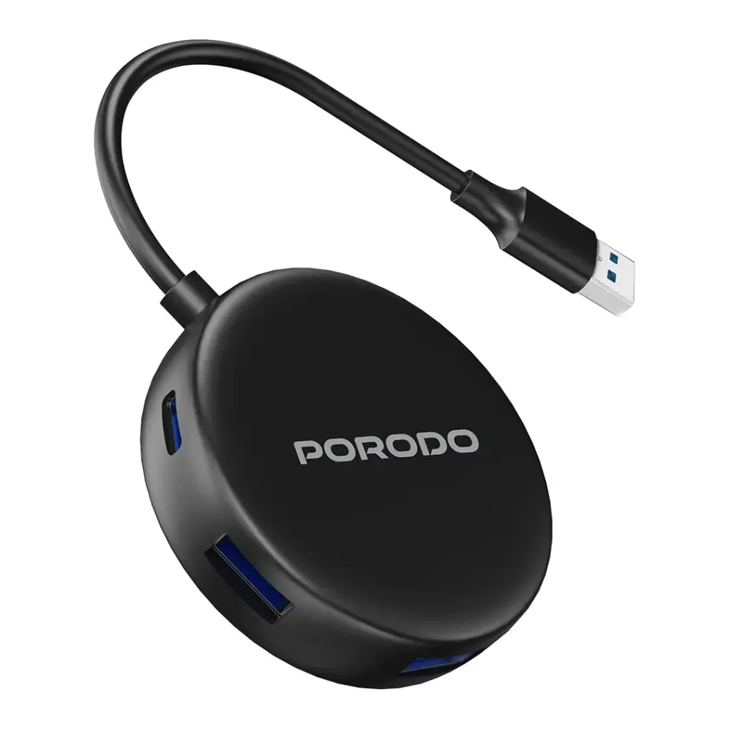 PORODO USB 3.0 MULTI-PORT HUB USB-C POWER SUPORT BLACK PD51CHBBK thumbnail 3