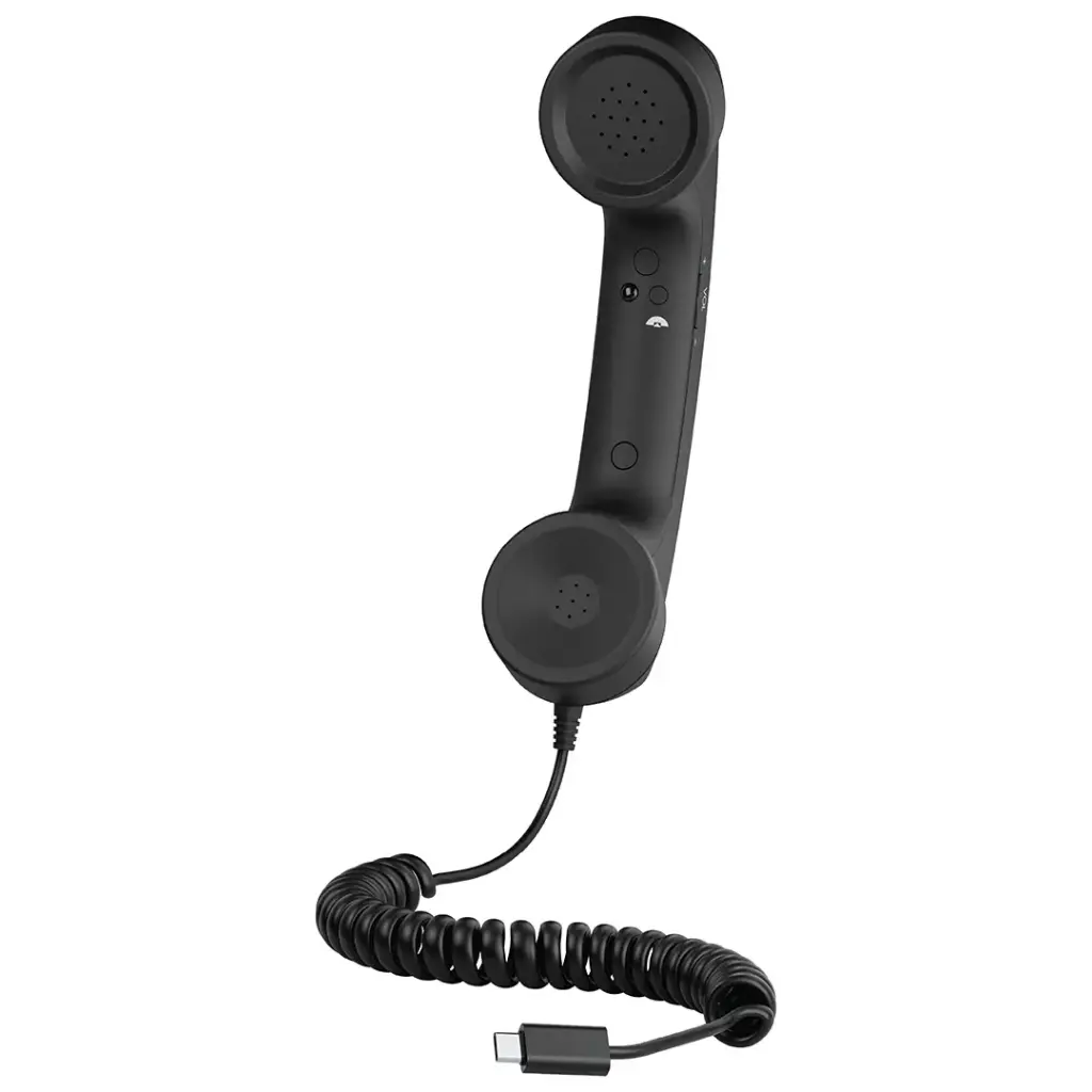 PORODO CLASSIC RETRO PHONE HANDSET WITH TYPE C CONNECTOR BLACK PD569BK