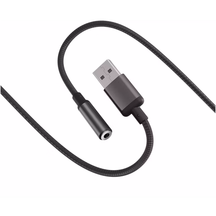 PORODO AUDIOLINK FEMALE 3.5MM TO USB A AUDIO JACK ADAPTER BLACK PDCBL0041BK thumbnail 2